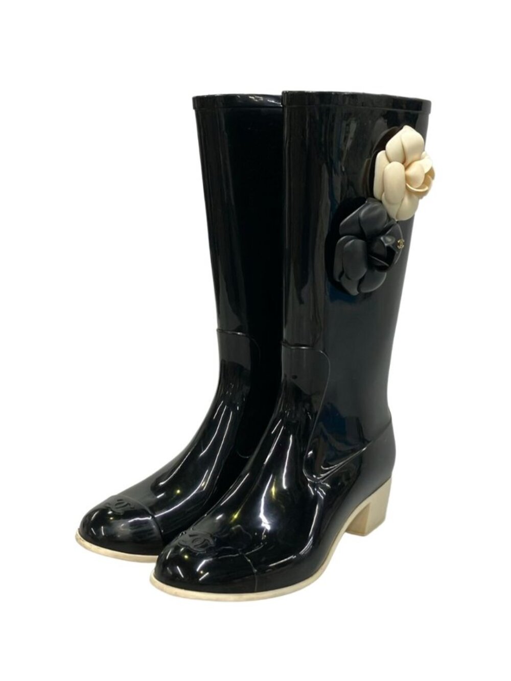 Chanel Rain Boots Camellia CC Logo
